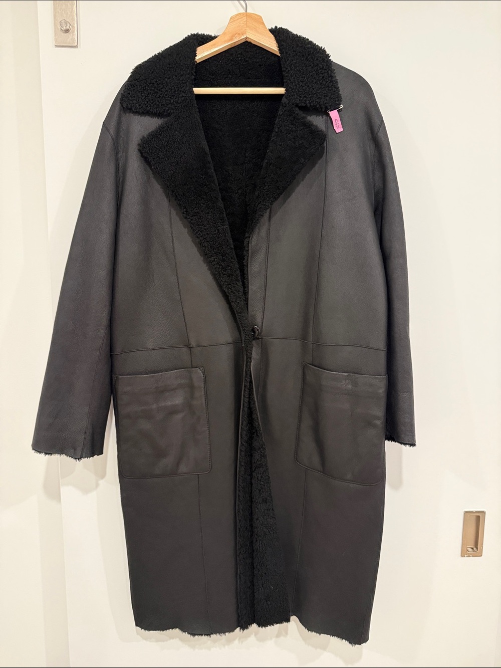Reversible Women’s Black Learher Long Coat